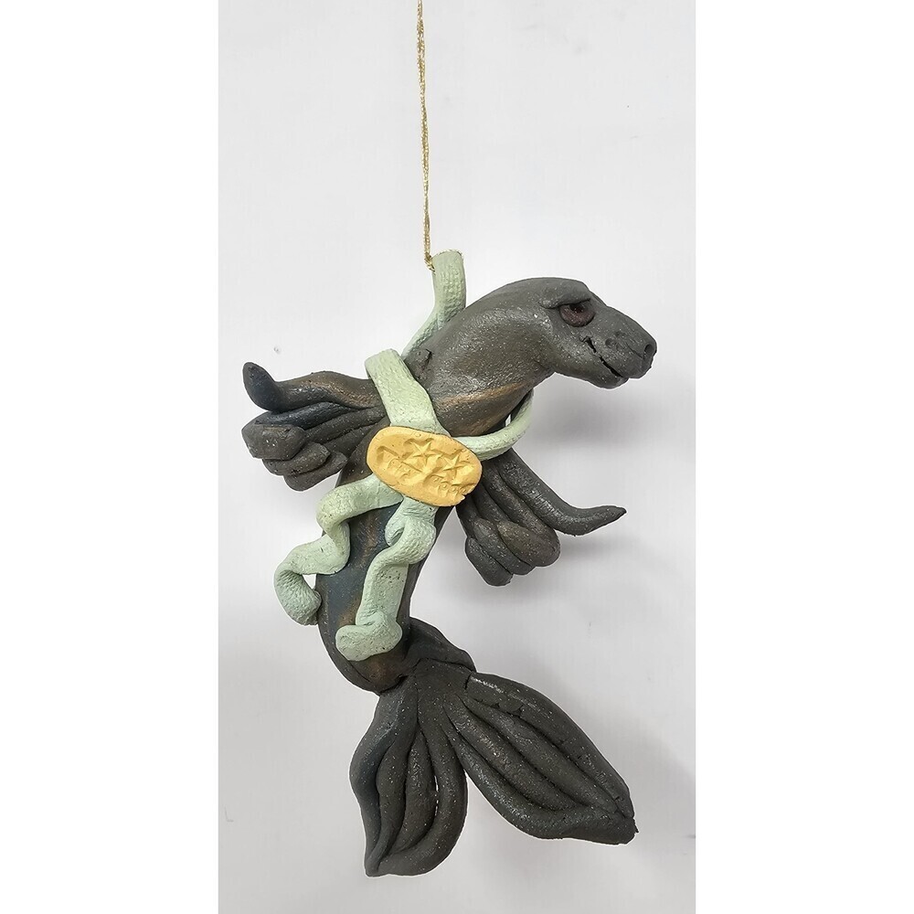 Vtg Handmade Pottery Art Whimsical Sealion Ornament By Claire Barr Wilson